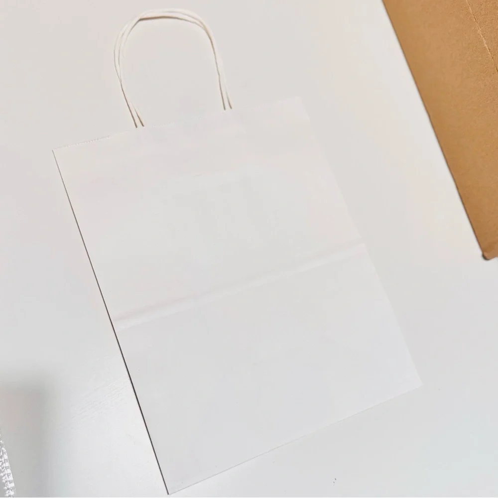 SET OF 10 Elegant White Gift Bags - 8”x5”x11”
